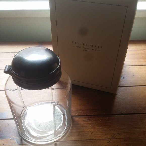 New Pottery Barn Crystal Inkwell Canister